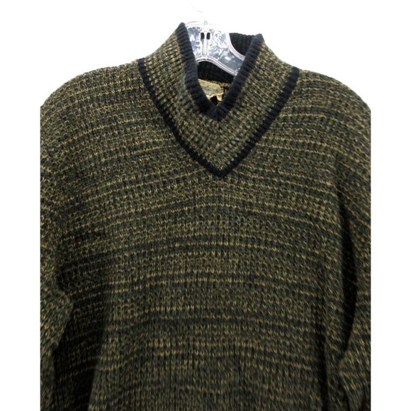 VINTAGE Sweater Large Lambs Wool Orlon Domino Pullover 70s Preppy * - Picture 2 of 13